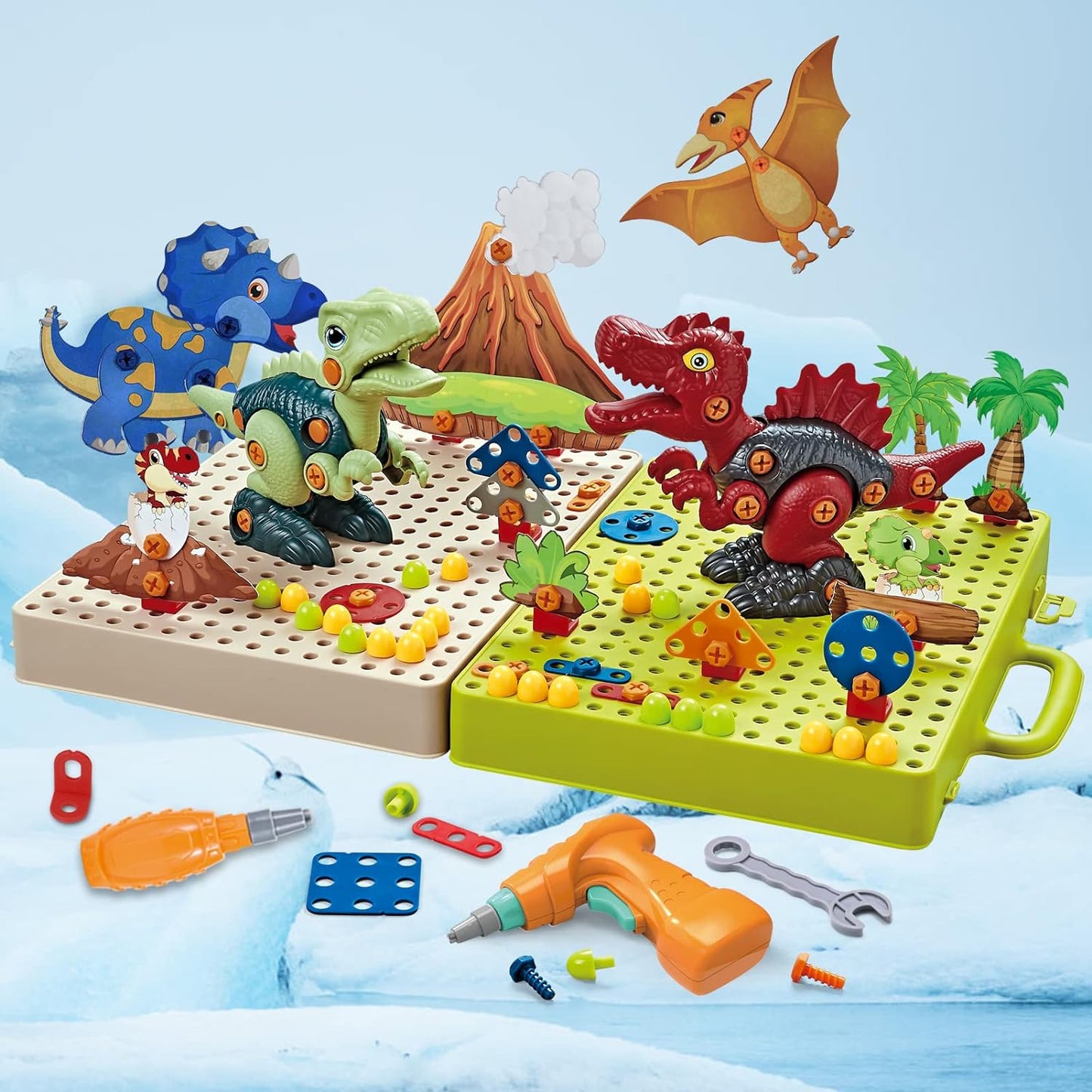 Colorful Kids Dino Construction Toy Set - Luxicro