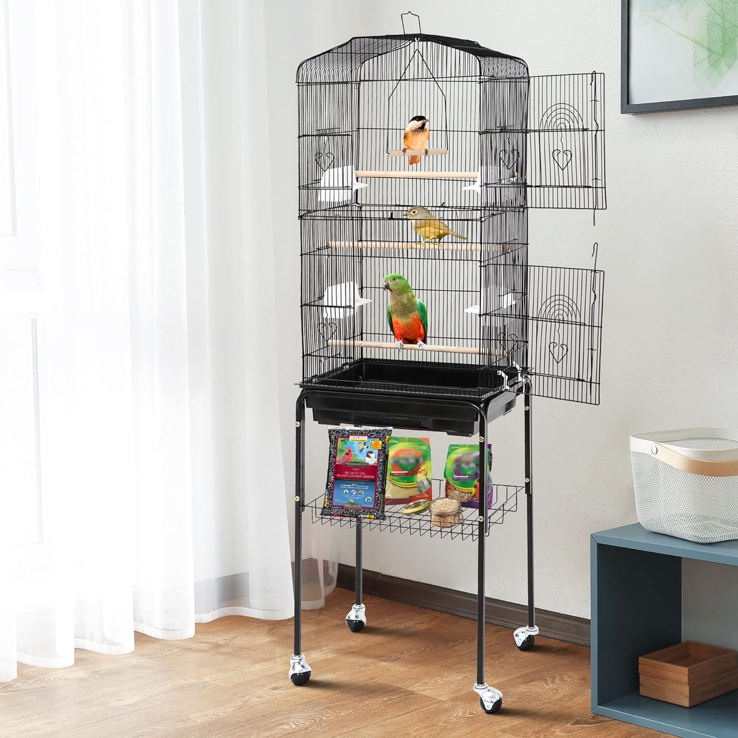 Portable Large Bird Cage Stand Holder - Luxicro