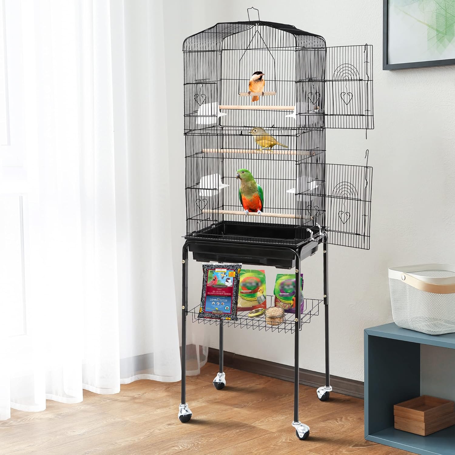 Portable Large Bird Cage Stand Holder - Luxicro