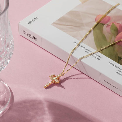 Elegant Gold Tone Cross Chain Necklace