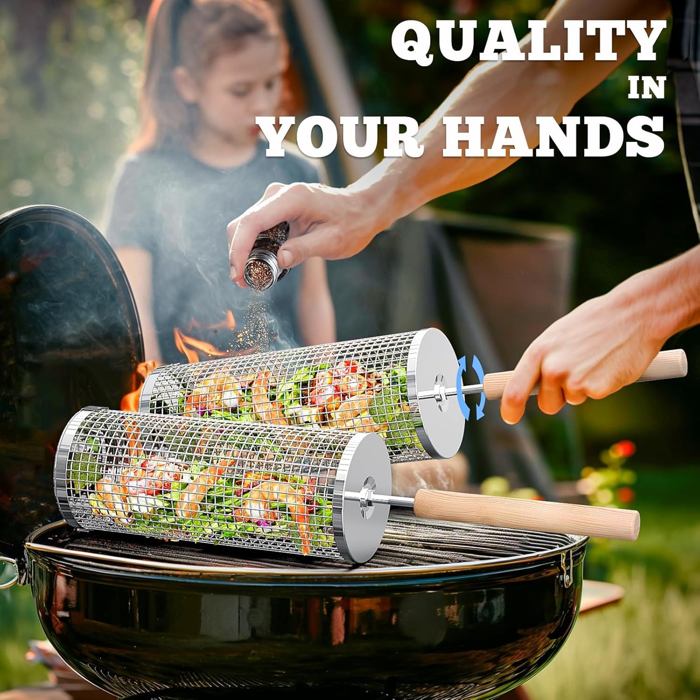Premium Grill Baskets | Strong Stainless Steel BBQ Tool - Luxicro