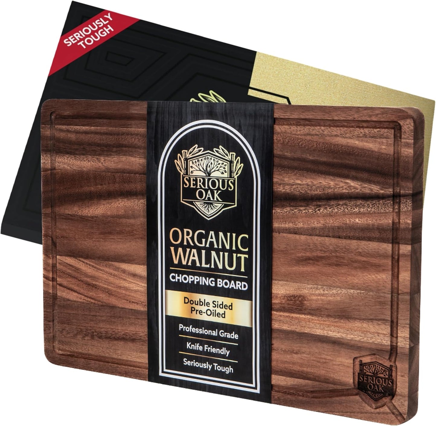 Large Wooden Chopping Board with Drip Tray 18x12 Inches - Luxicro