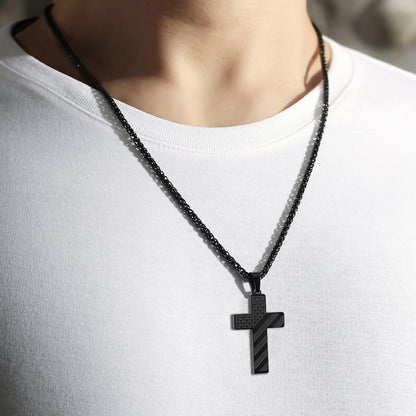 American Flag Cross Silver Pendant Necklace