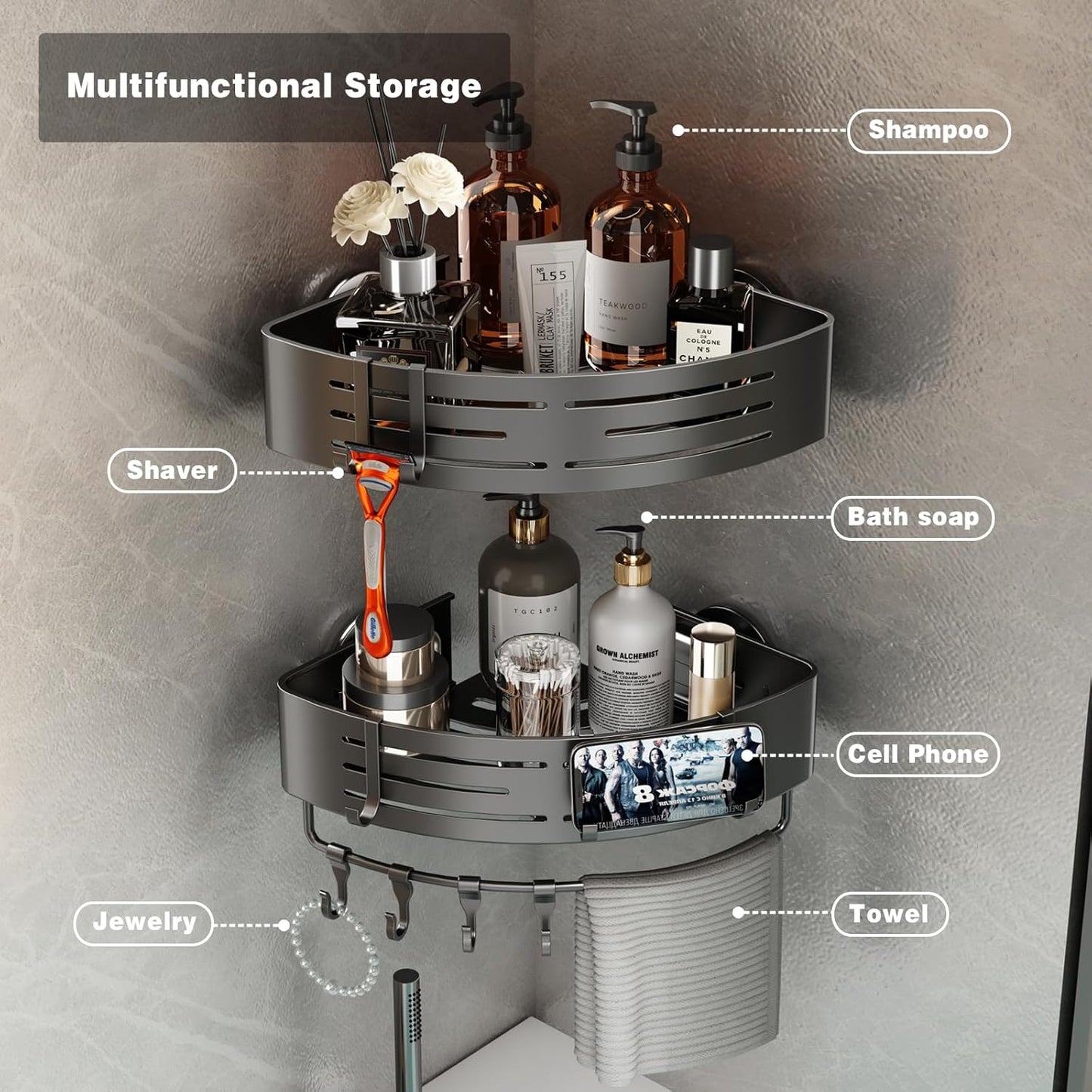 Compact Bathroom Corner Shelf Organizer
