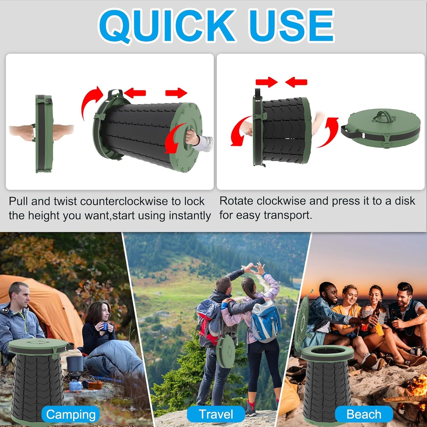Compact Camping Toilet with Adjustable Legs