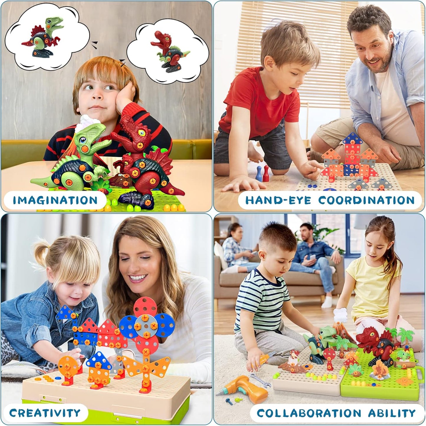 Colorful Kids Dino Construction Toy Set