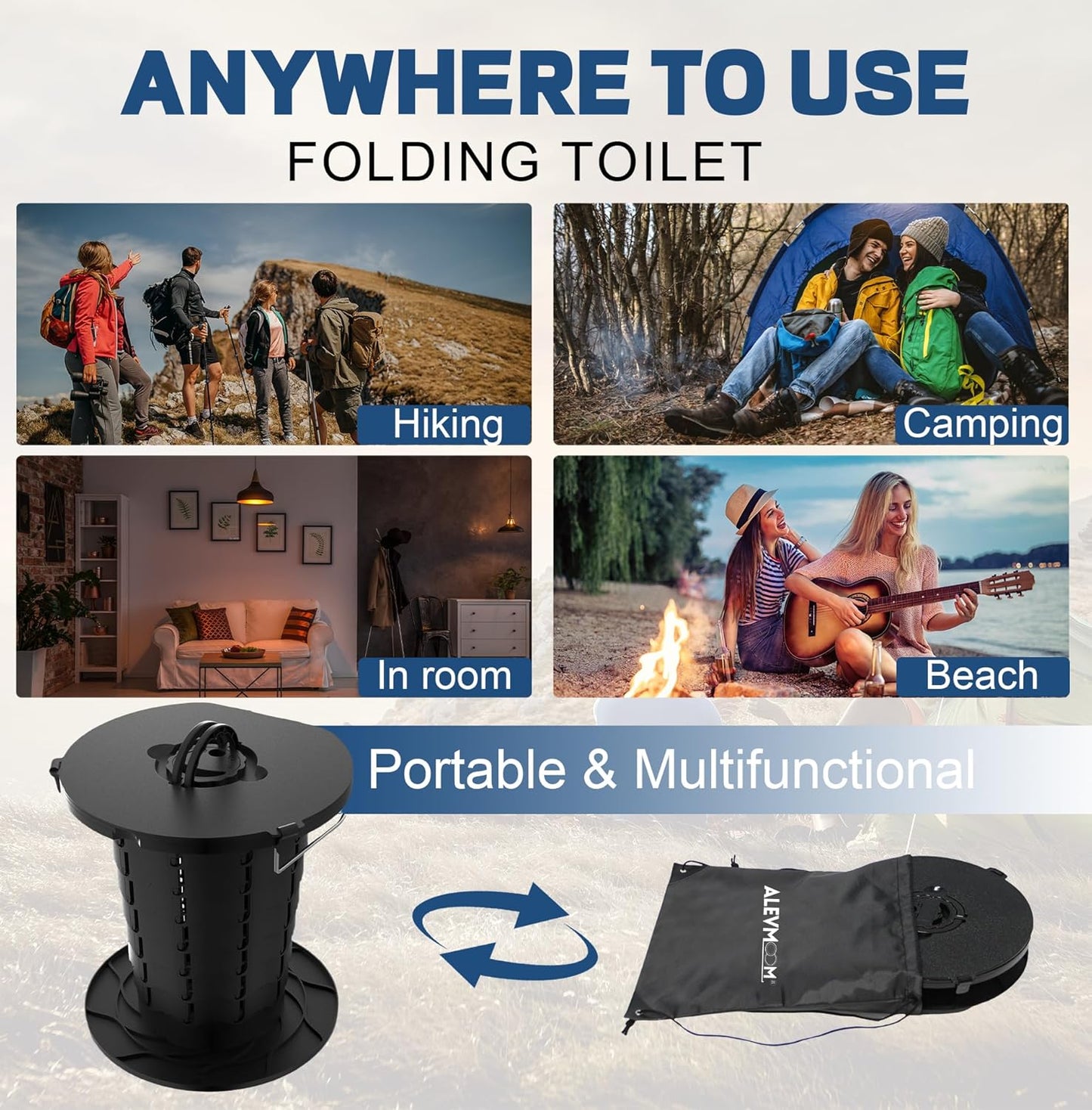 Compact Camping Toilet with Adjustable Legs