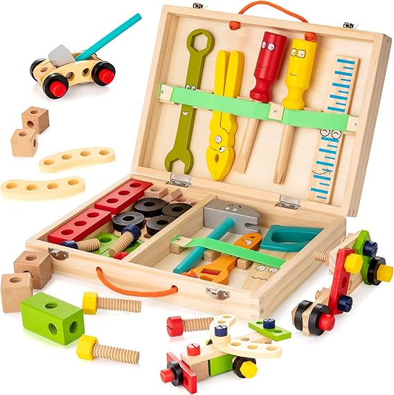Children's Wooden Play Tool Kit Set - Luxicro