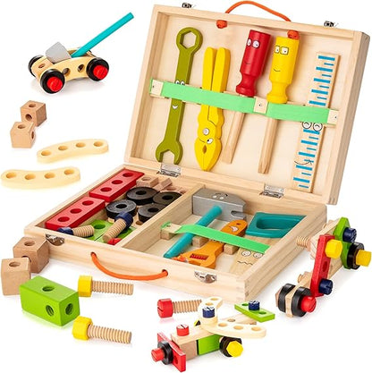 Children's Wooden Play Tool Kit Set - Luxicro