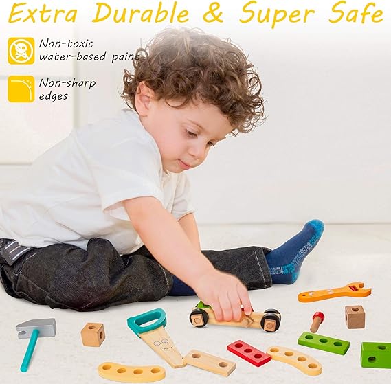 Children's Wooden Play Tool Kit Set