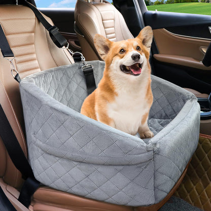 Portable Pet Car Seat for Small Dogs with Pockets