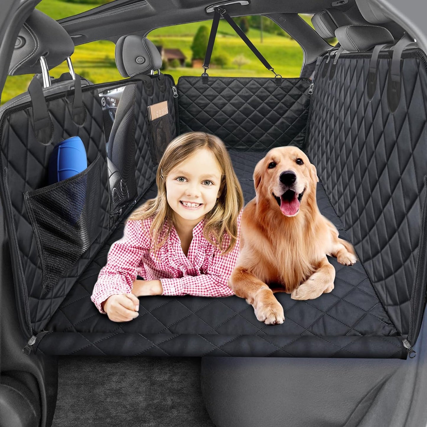 Pet Car Back Seat Protector with Storage Pocket - Luxicro
