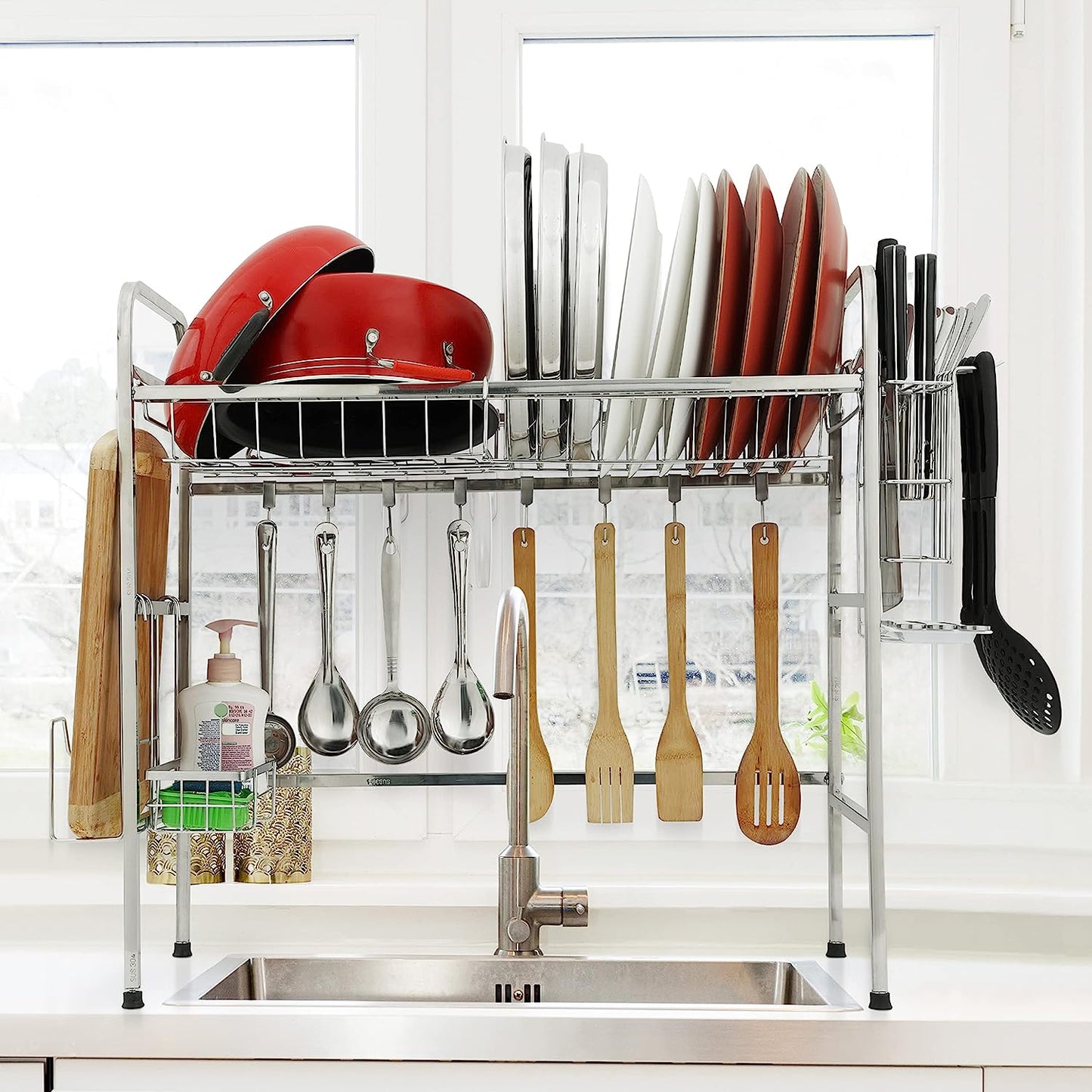 Space Saving Metal Sink Dish Drainer Rack - Luxicro