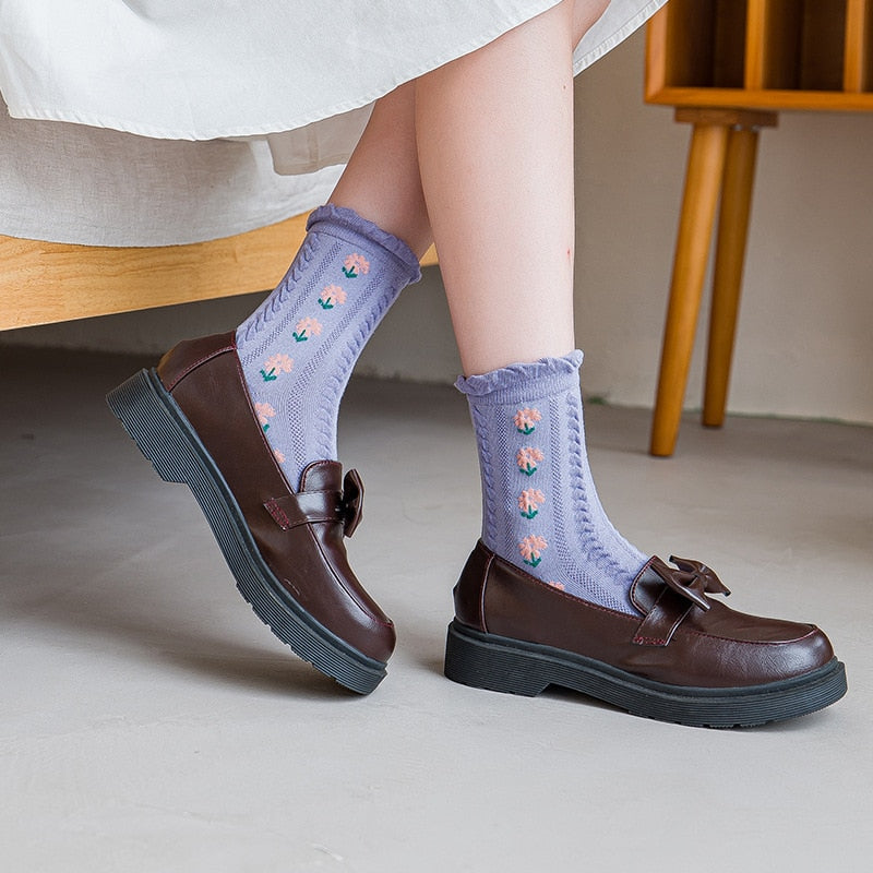 Colorful Floral Pattern Ankle Socks 5 Pack