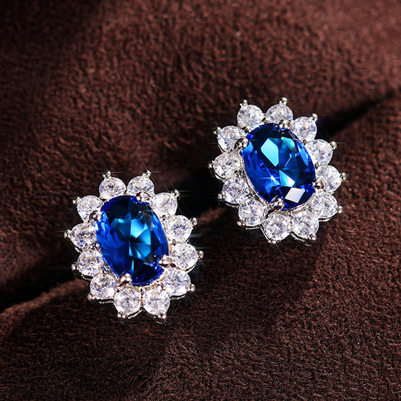 Exotic Azure Drop Gemstone Earrings - Luxicro