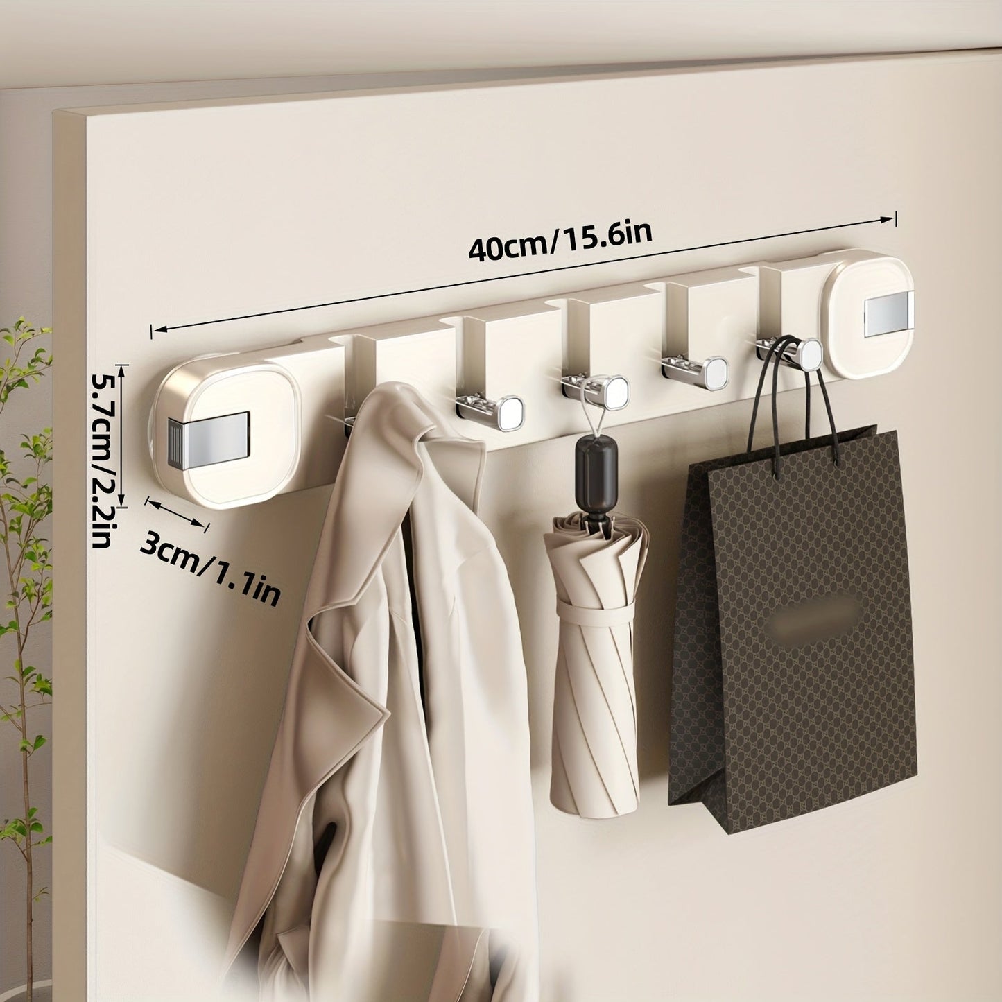 Simple Install 5 Hook Wall Mount Storage Rack