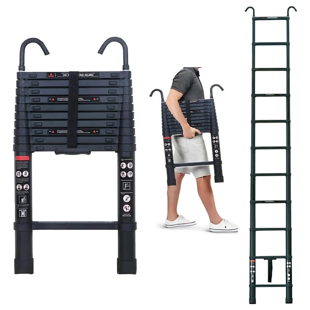 Strong Adjustable Roofing Ladder with Stabilizer Hook