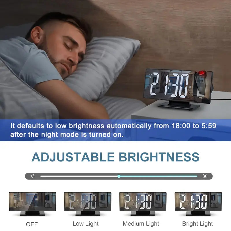 Adjustable LED Projection Clock with Temperature Display