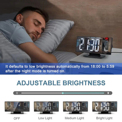 Adjustable LED Projection Clock with Temperature Display