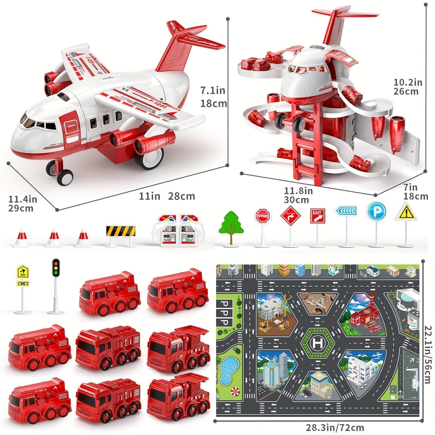Action Playset Fire Truck Airplane Toy