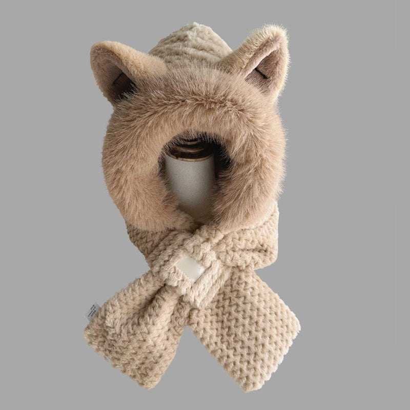 Soft Fox Earmuff Hat Scarf Set