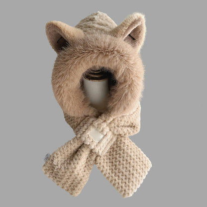 Warm Fox Ears Beanie Scarf Set
