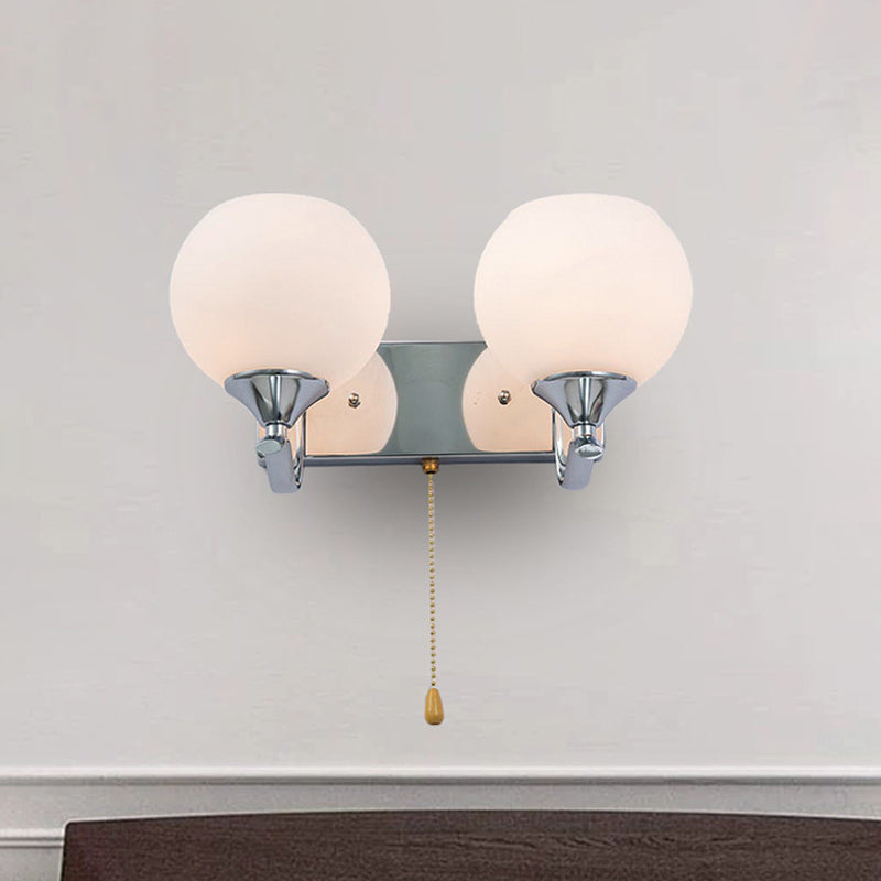 Universal 2-Arm Brushed Nickel Wall Lamp with Cord Pull - Luxicro