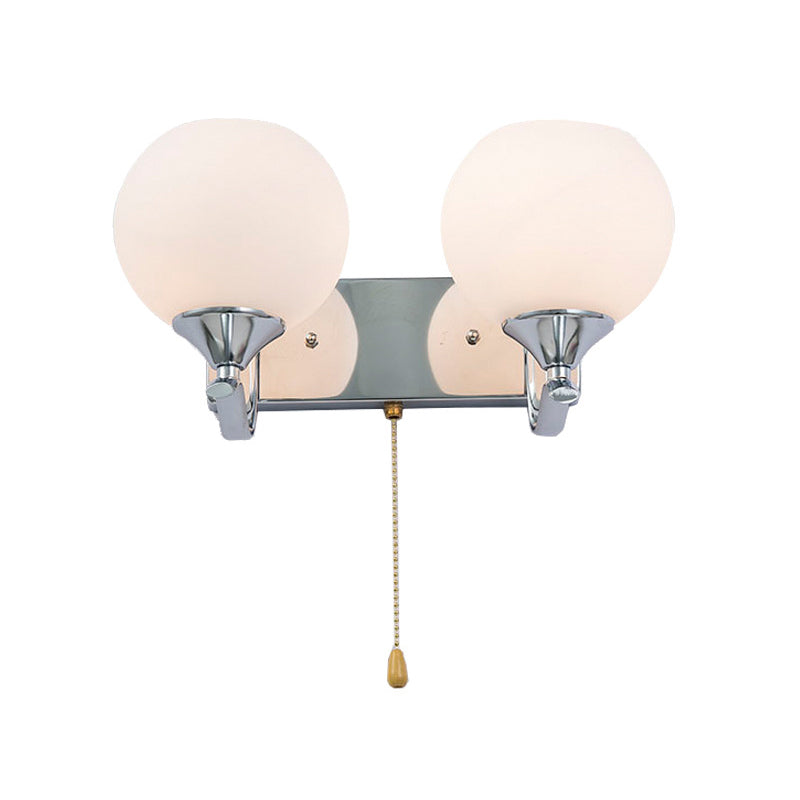 Universal 2-Arm Brushed Nickel Wall Lamp with Cord Pull
