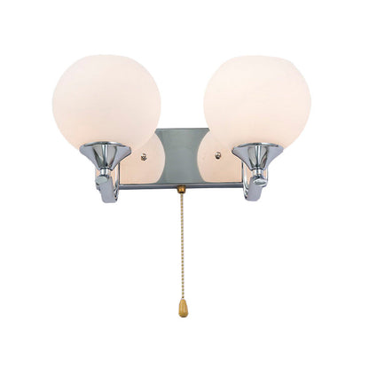Universal 2-Arm Brushed Nickel Wall Lamp with Cord Pull