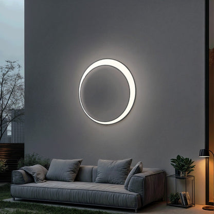 Round Iron Outdoor Wall Lamp Contemporary Style