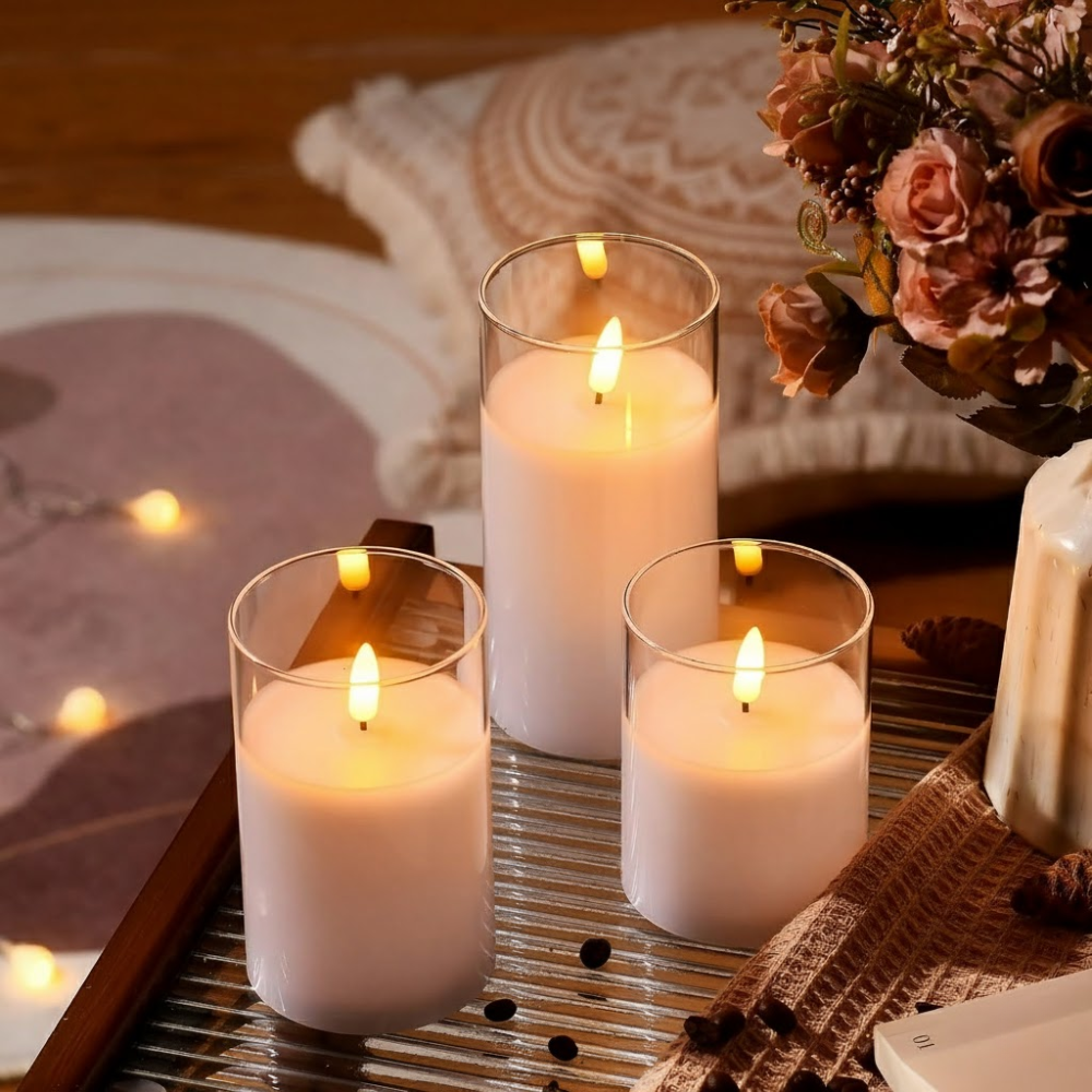 Warm Flicker Candles with Remote and Timer