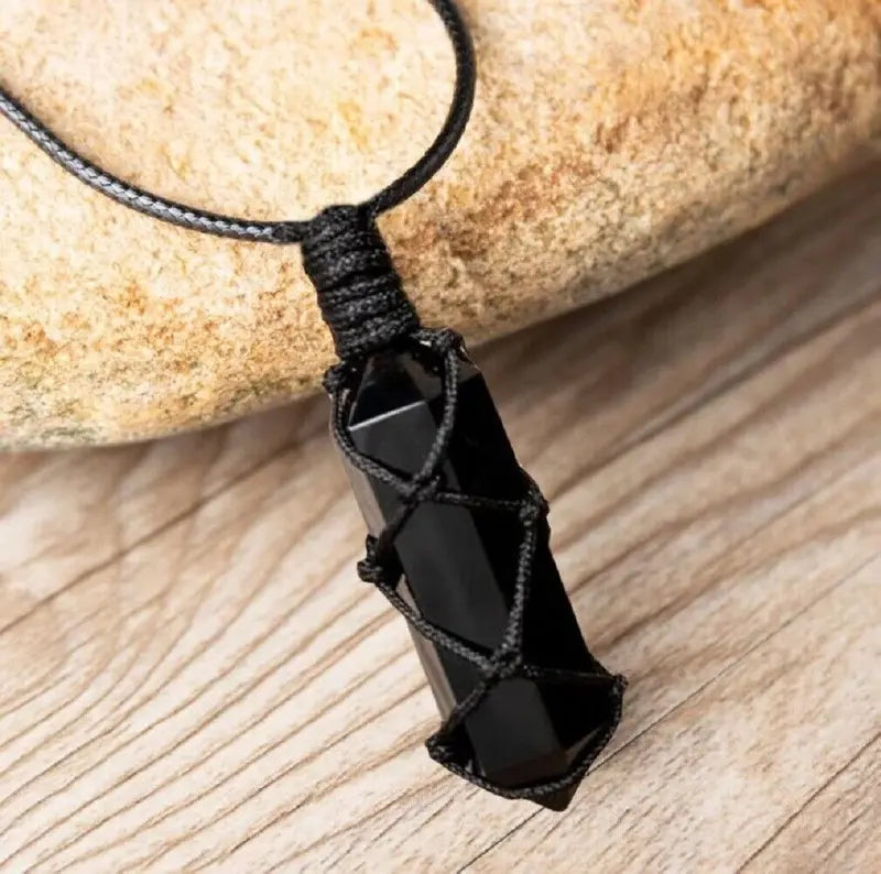 Bold Dark Stone Pendant Necklace