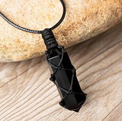Bold Dark Stone Pendant Necklace