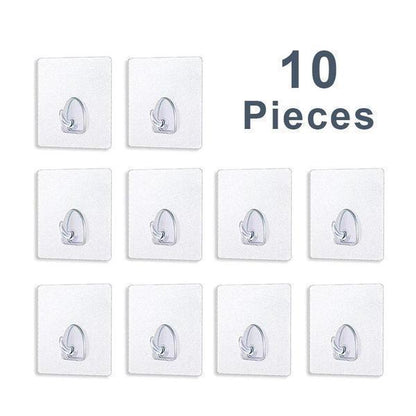 Easy Install Clear Adhesive Wall Hooks (20 Pack)