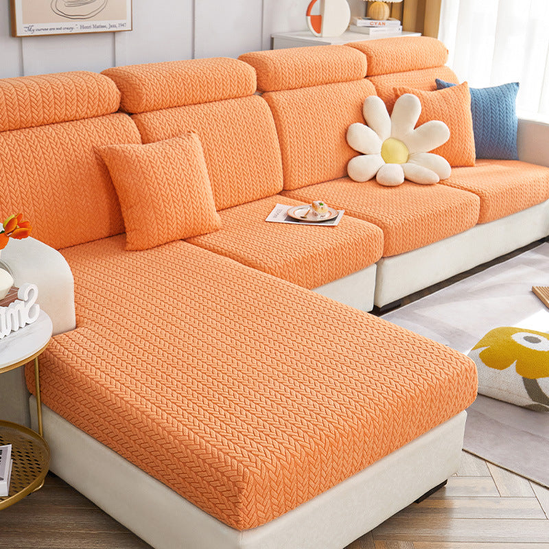 Soft Tan Plush Sectional Pet Sofa Cover