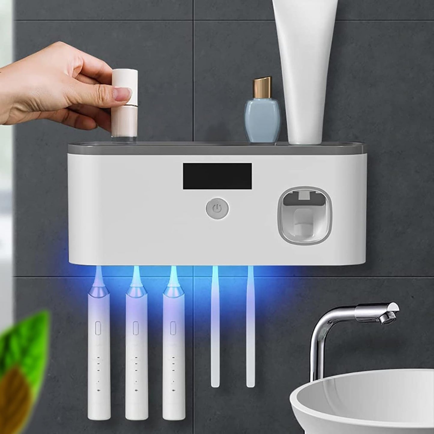 Clever UV Toothbrush Holder with Dispenser
