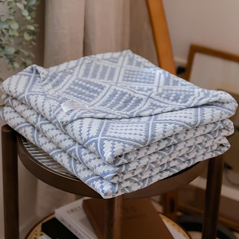 Warm Checkered Woolen Throw Blanket