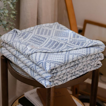 Warm Checkered Woolen Throw Blanket