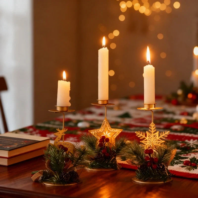 Warm Festive Metal Candle Holder - Luxicro
