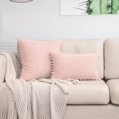 Soft Textured Ball Tassel Pillow Cover