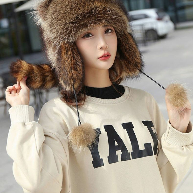 Soft Faux Fur Raccoon Plush Family Hat