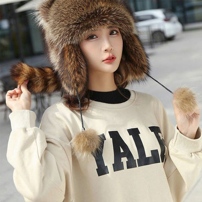 Soft Faux Fur Raccoon Plush Family Hat