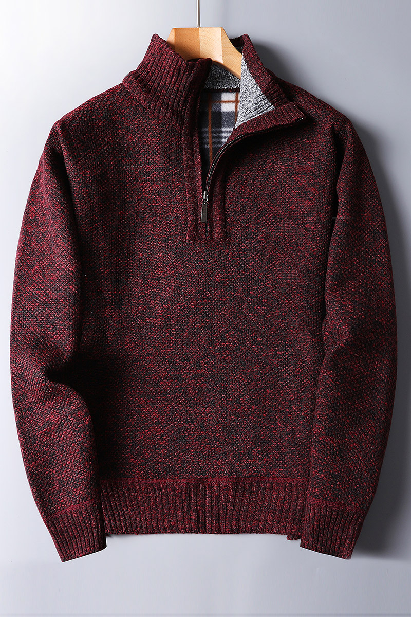 Cozy Mens Sweater - Half Zip, Wool Mix, Everyday Wear