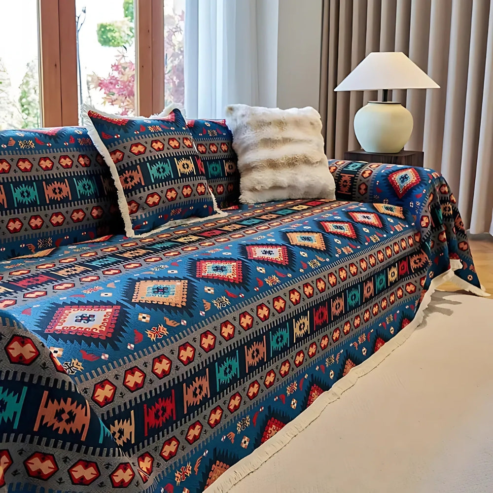 Bohemian Style Faux Suede Sofa Slipcover - Luxicro