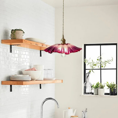 Vintage Floral Glass Hanging Lamp