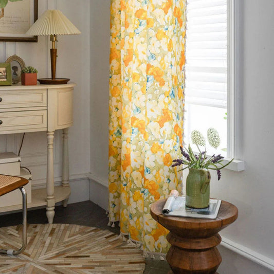 Bright Flower Embellished Window Curtain - Luxicro