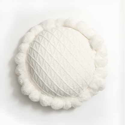 Colorful Floral Pom Pom Pillow