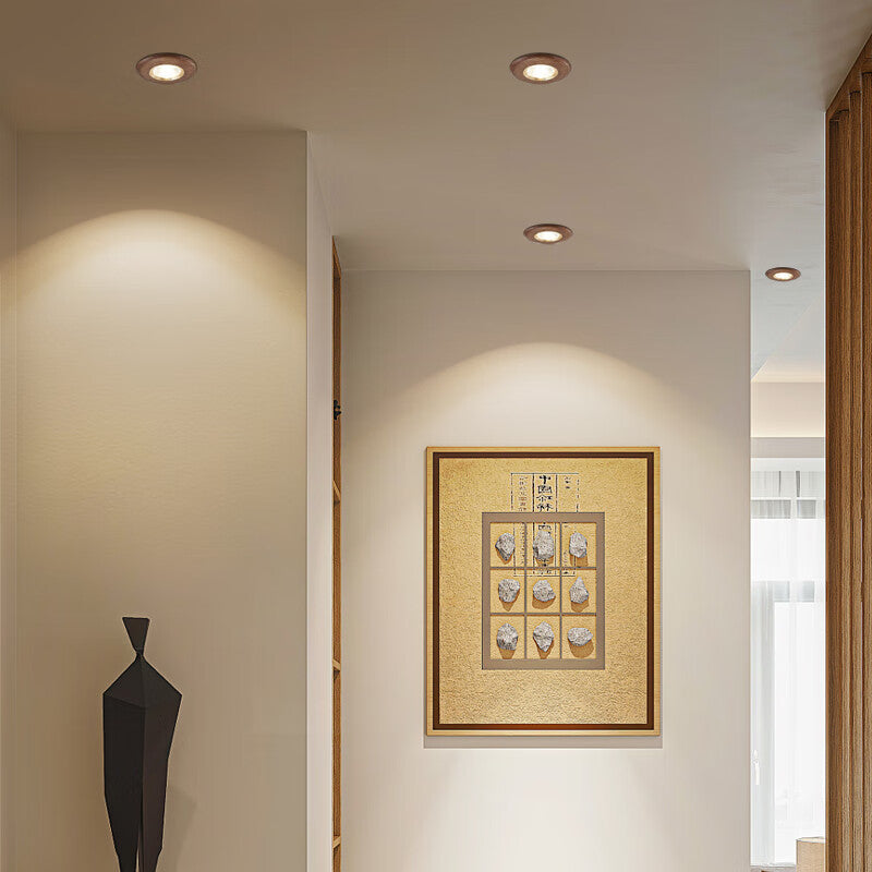 Recessed LED Ceiling Light - Brown Wood, Gold Accent - Luxicro