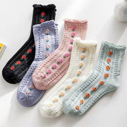 Colorful Floral Pattern Ankle Socks 5 Pack