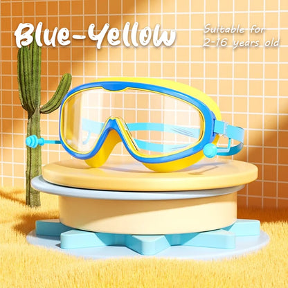 Kids Large Frame Clear Swim Goggles Waterproof